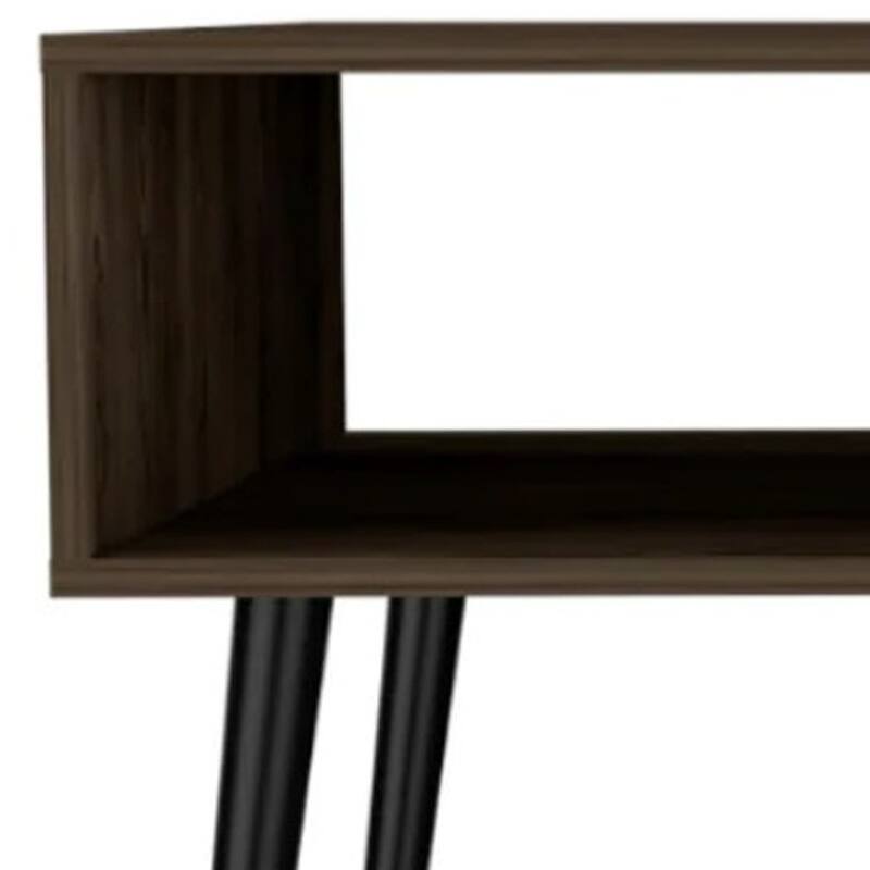 40-Inch Coffee Table with Functional Storage Brown and Black Design Rectangular Wooden Table with Shelf and Drawer