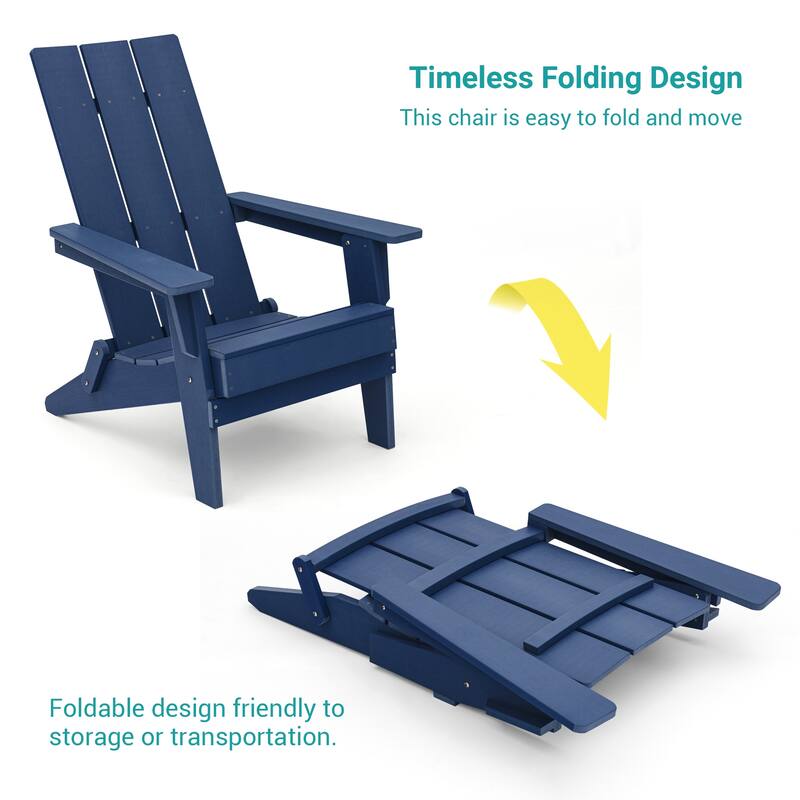BONOSUKI Folding Adirondack Chair,Weather Resistant Patio Chair-Set of 2