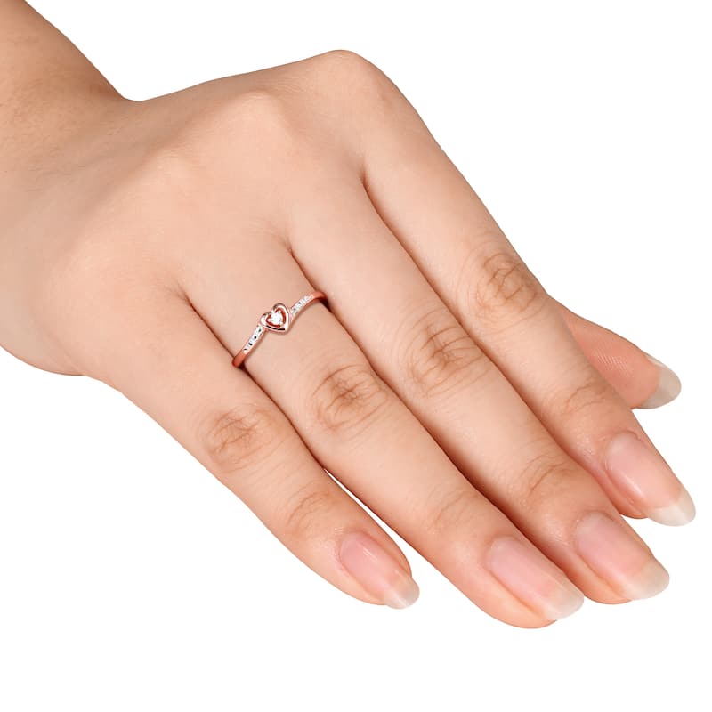 Miadora Rose Plated Sterling Silver Diamond Accent Heart Promise Ring