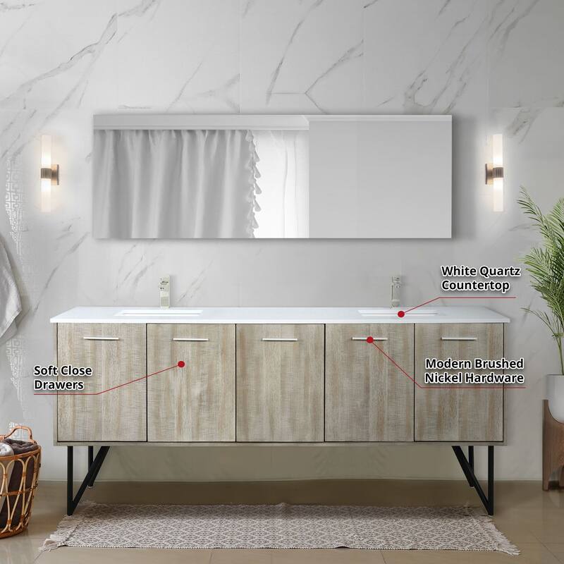 Lancy 80 in W x 20 in D Rustic Acacia Double Bath Vanity and White Quartz Top