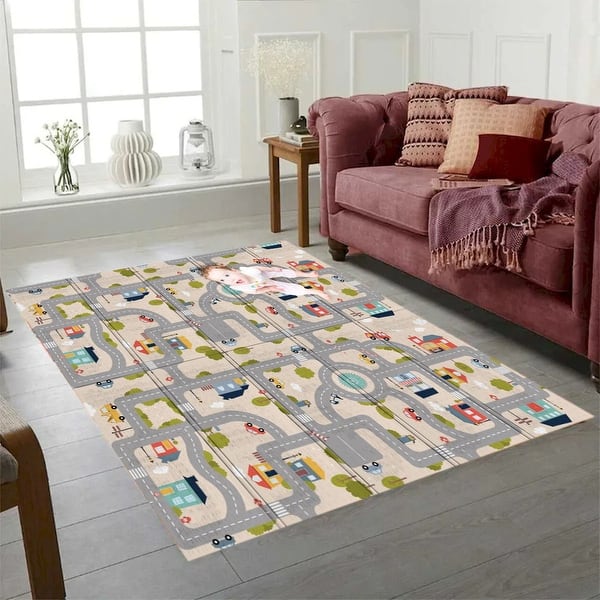 slide 1 of 1, Yokina City Folded Reversible Waterproof Baby Play Mat Rug 70"X78" - 70" x 78"