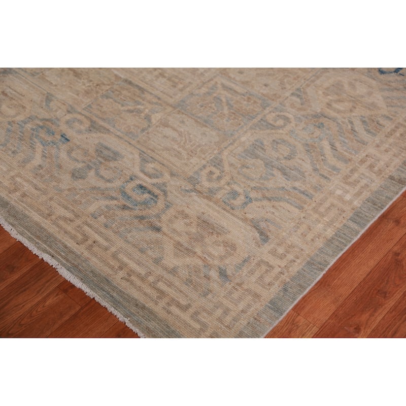 Hand Knotted Oriental 100% Wool Carpet Transitional All-Over Navy Blue & Blues Oushak Area Rug - 18' 6'' X 12' 4''