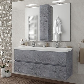 Alexander 48" Grey Floating Vanity with Integrated Double Sinks