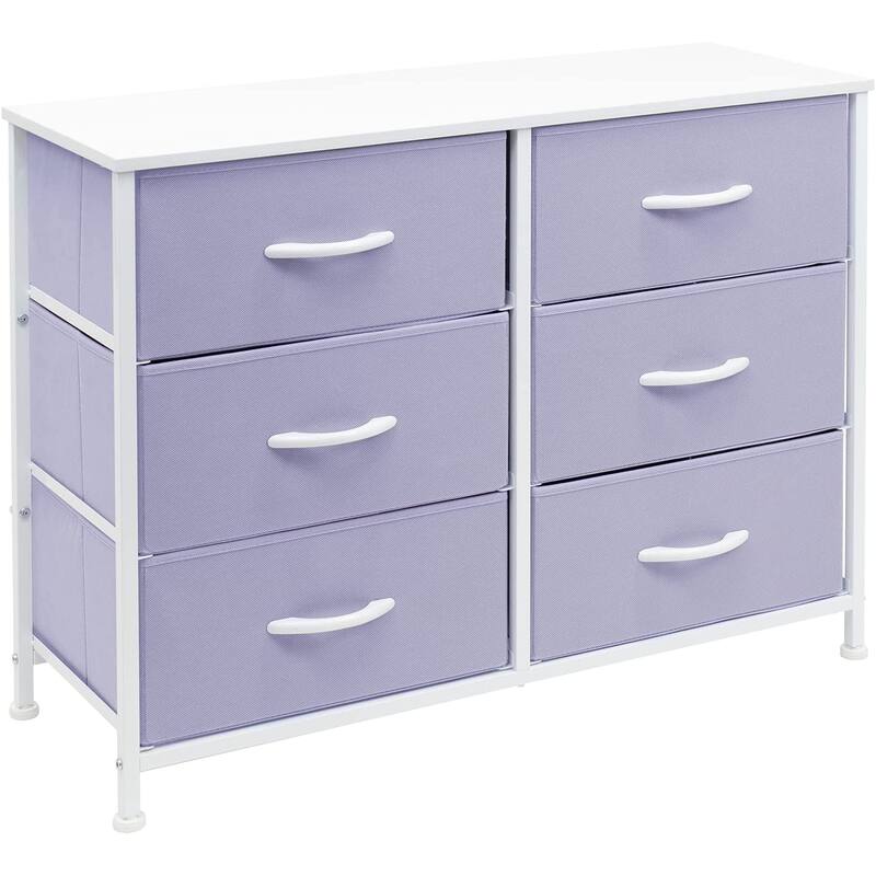 Dresser w/ 6 Drawers Furniture Storage Chest for Home, Bedroom - Purple