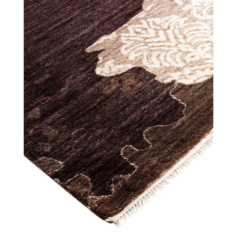 Ikat One-of-a-Kind Handmade Area Rug, Brown - 8' 1" x 9' 10"