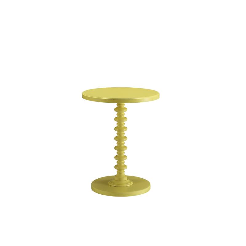 HomeRoots 22" Yellow Wood Round Pedestal End Table - 17