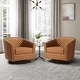 preview thumbnail 6 of 79, 2 Set Tufted PU Vegan Leather Swivel Barrel Chair with Nailheads Trim