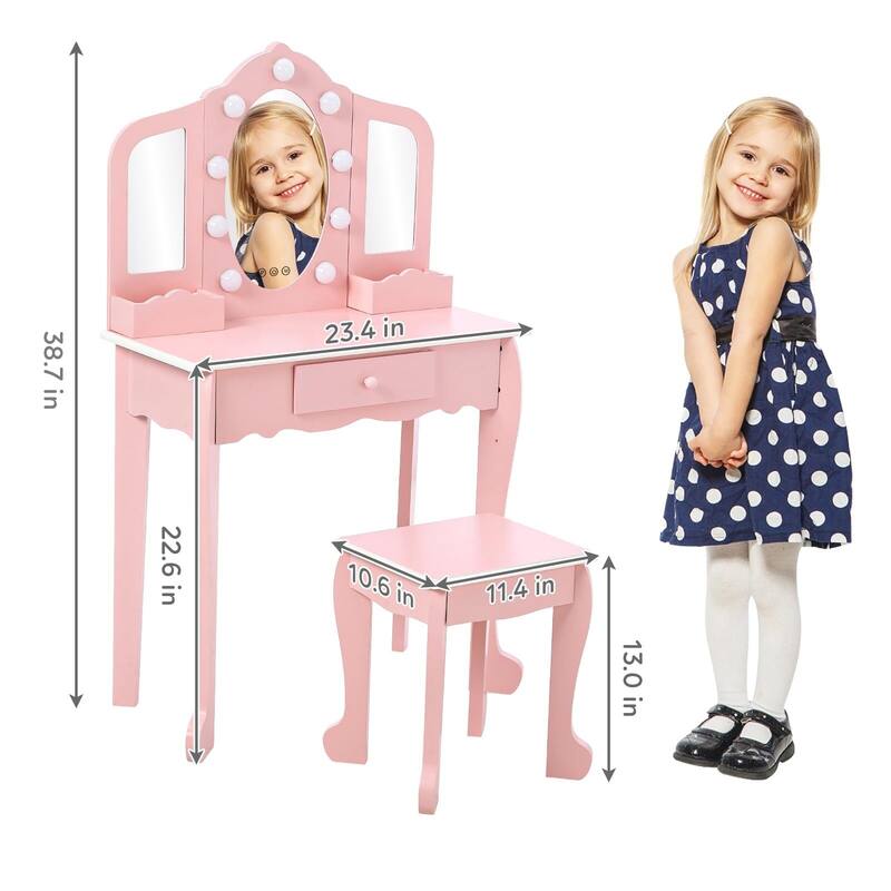 Princess Vanity Set with Touch Light and 3 Mirrors