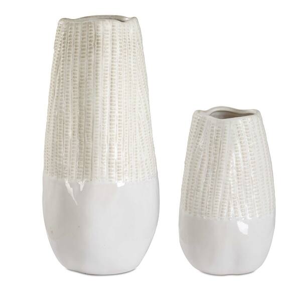slide 2 of 4, Uttermost Echo Ridge White Vases Set/2