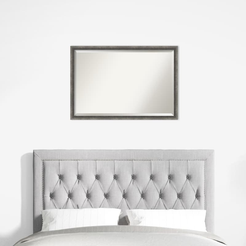 Burnished Concrete Narrow Beveled Wood Framed Wall Mirror - Burnished Concrete Narrow