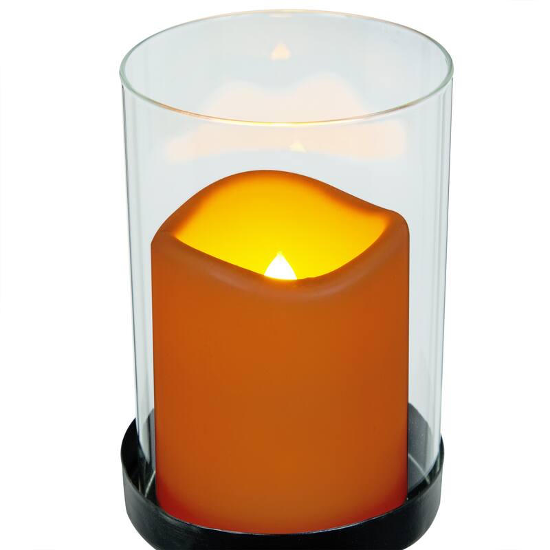 Metal and Glass Decorative Lantern with LED Candle- Large