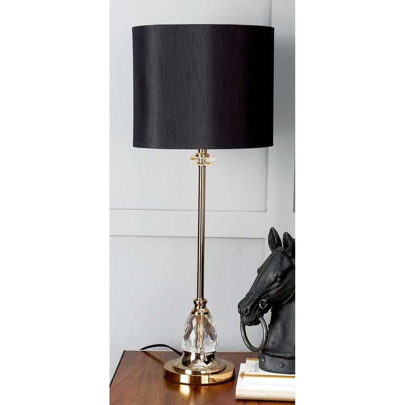 Crystal Room Table or Buffet Lamp with Black Shade and Gold Accents - Black or Gold - Roche River Decor