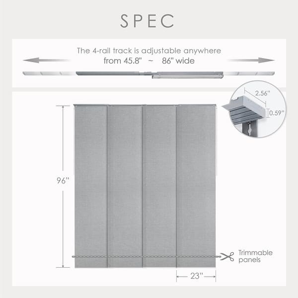 dimension image slide 0 of 5, GoDear Design Adjustable Sliding Panel Track Blinds, Vertical Blinds, Classic, 45.8"- 86" W x 96" L
