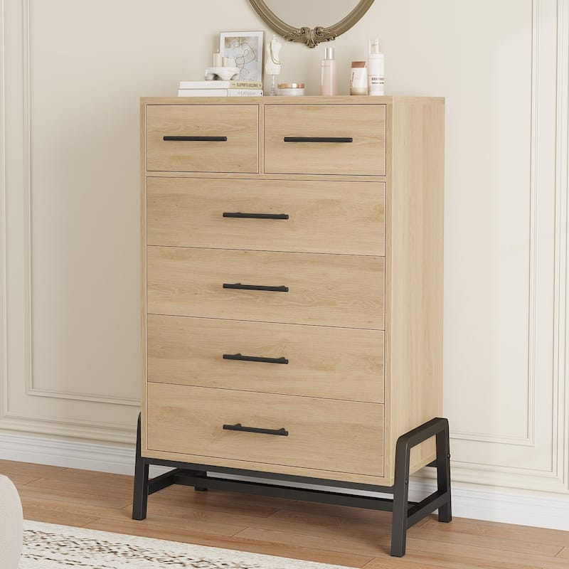 4/6/7 Drawer Dresser for Bedroom, Freestanding Wooden Storage Chest - 6-drawer - Natural