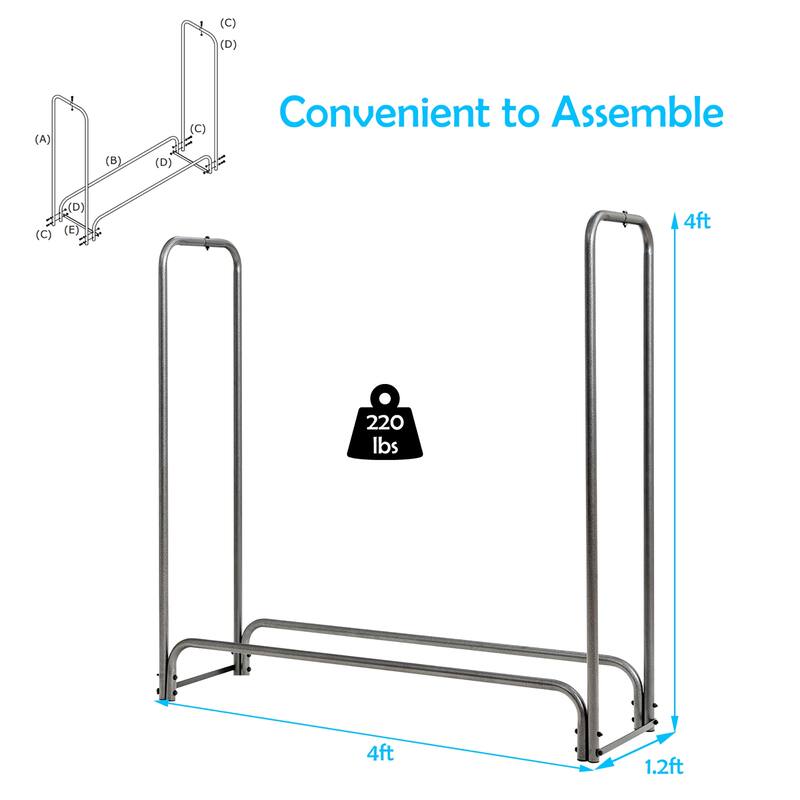 Costway 4FT/5FT/6FT/8FT Firewood Storage Log Rack Heavy Duty Iron Log