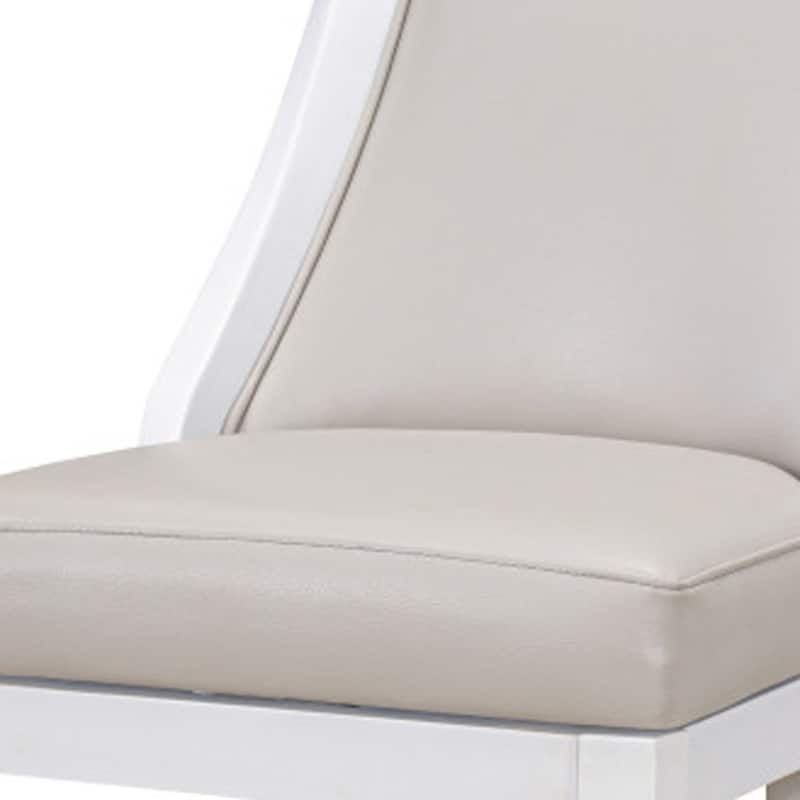 Grey Faux Leather Swivel Bar Chair with White Wood Frame and Footrest