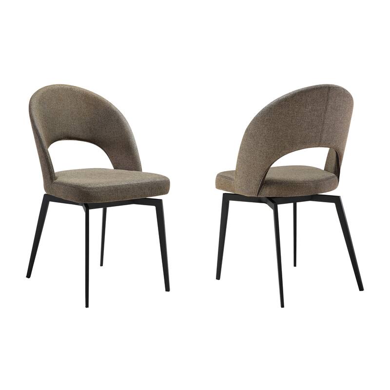 Lucia Brown or Grey Upholstered Swivel Dining Chairs - Set of 2
