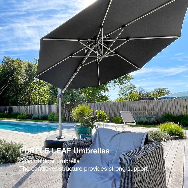 PURPLE LEAF Double Top Round Patio Large Cantilever 360 Degree Rotation 10/11/12/13ft Outdoor Classic Umbrella
