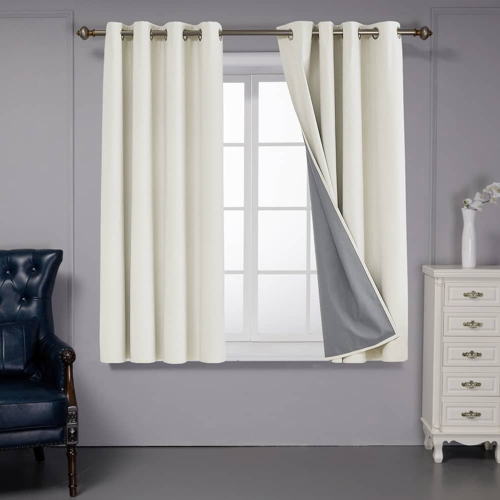 Deconovo Faux Linen Total Blackout with Coating Curtains (2 Panel)