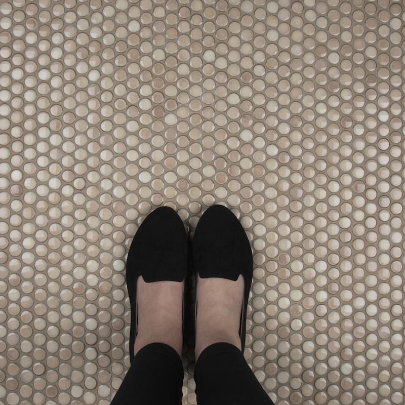 Merola Tile Hudson Penny Round Truffle 11-7/8" x 12-5/8" Porcelain Mosaic Floor and Wall Tile