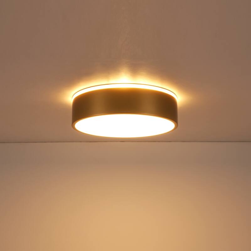 11.81 in. Modern Drum Metal Integrated LED Flush Mount Ceiling Light
