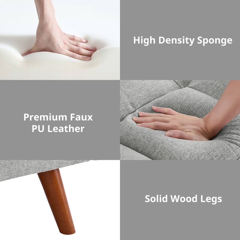 75.39 IN. Futon Sofa Bed, Convertible Upholstered Couch Sleeper with Reclining Sleeper Split Tufted Back