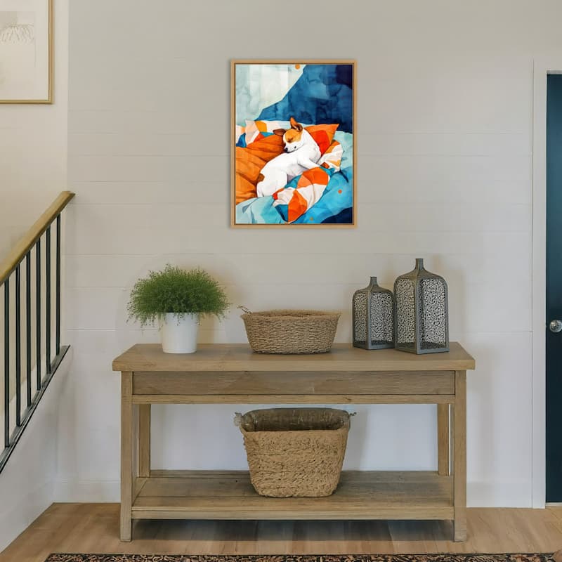 Dogs Life Nap by Justyna Jaszke Framed Canvas Wall Art