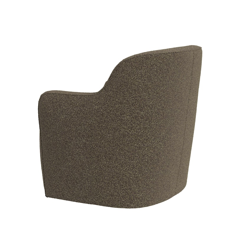 Kopi Swivel Accent Club Chair, Dark Brown Boucle, Curved Backrest