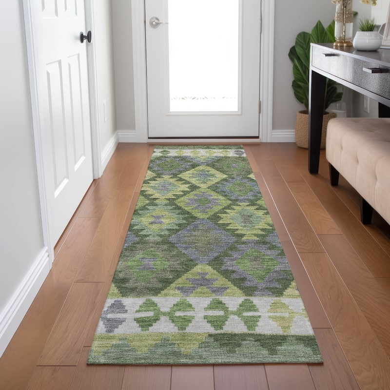 Machine Washable Indoor/ Outdoor Boho Global Chantille Rug