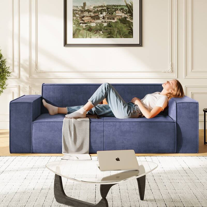 Mixoy Modern Velvet Fabric Loveseat Sofa with Legless Design&Widened Armrest,Upholstered 2-Seater Couch for Living Room