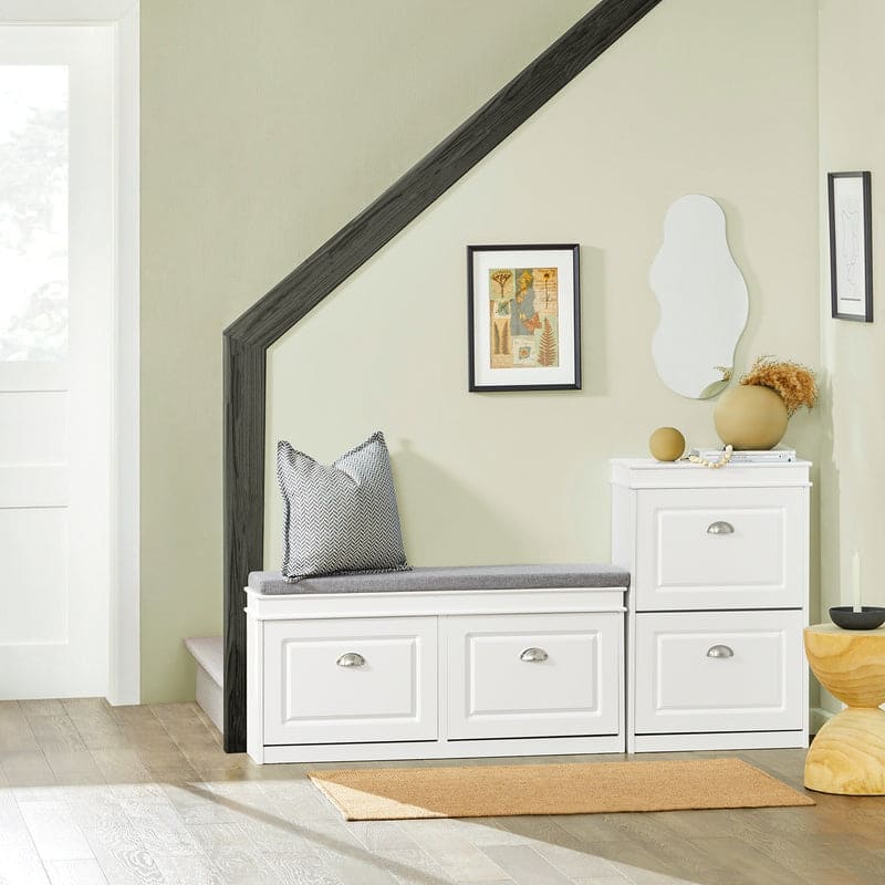 SoBuy FSR78-W, White 2 Drawers Shoe Cabinet Shoe Rack Shoe Storage