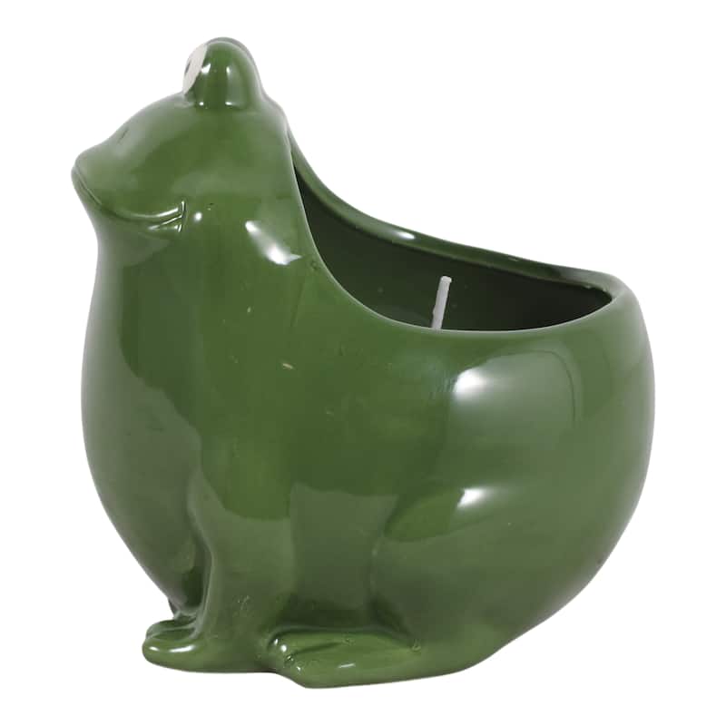 Decorative Frog Design Candle - Whimsical Scented Candle - 7", Green - 6.5"
