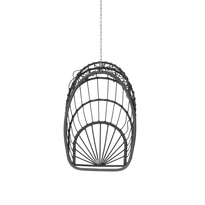 PE Rattan Egg Hanging Chair with 360lb Capacity, Waterproof Cushion and UV-Resistant