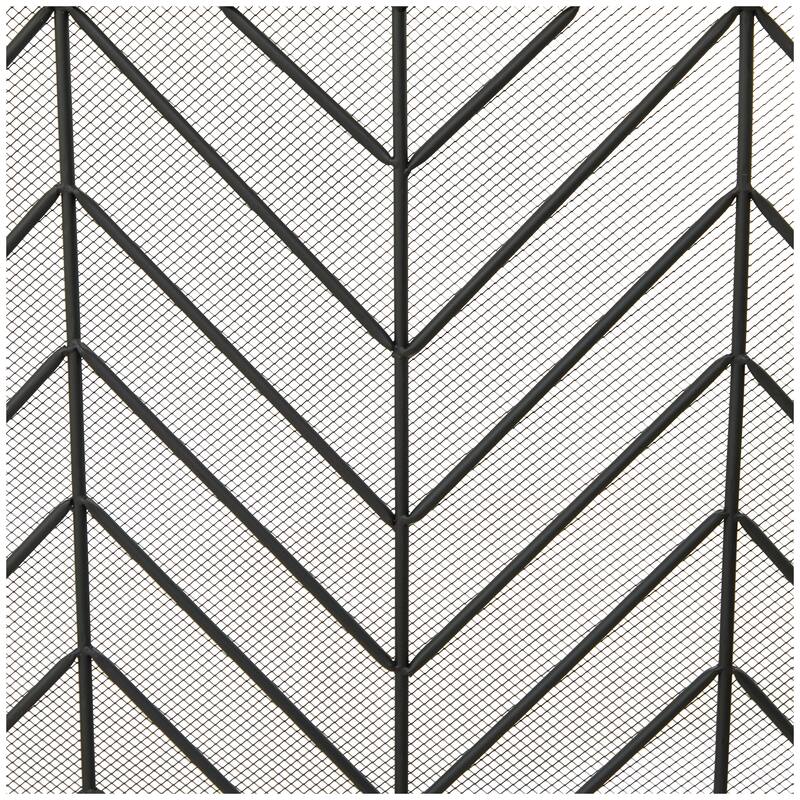 Gold Metal Foldable Mesh Netting 3 Panel Geometric Fireplace Screen with Chevron Pattern