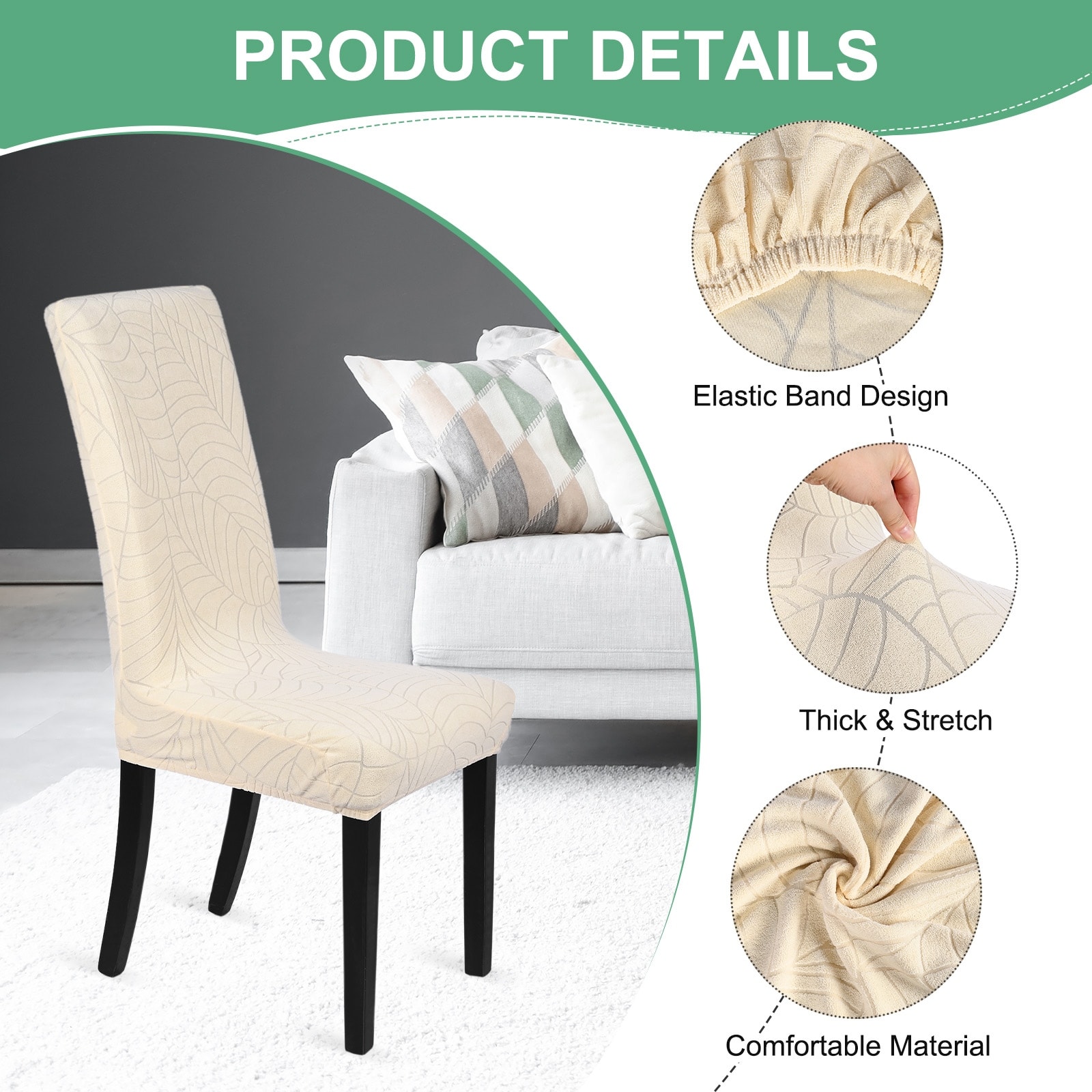Waterproof Chair Cover, Dining Room Stretch Jacquard Chair Covers Protectors