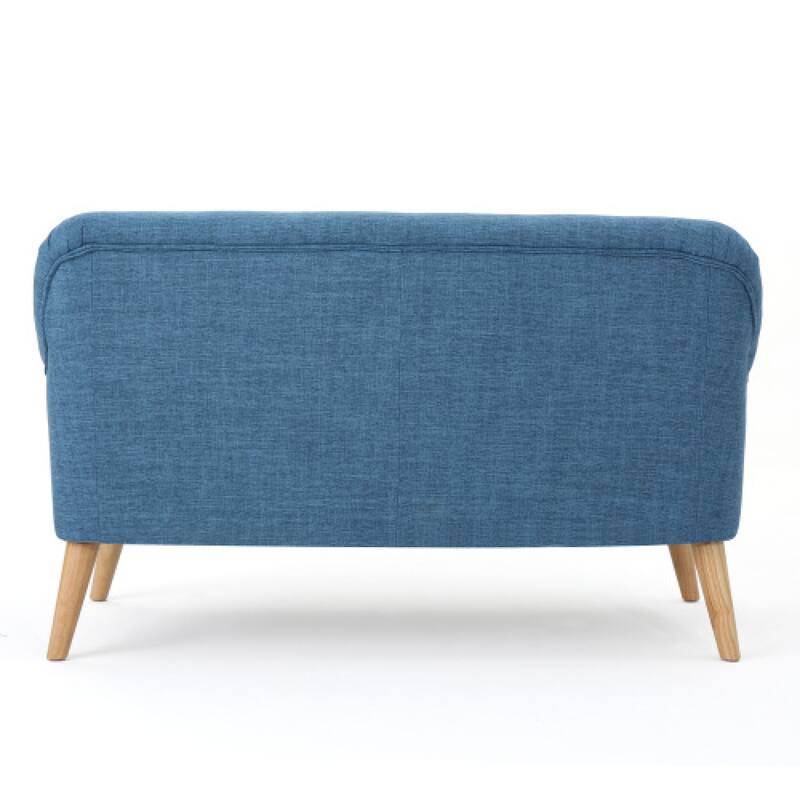 Roomfitters Mid-Century Loveseat Sofa, Upholstered Tufted Couch for Living Room, Modern Accent Seating, Muted Blue