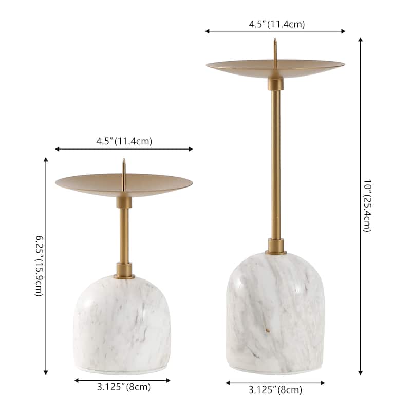 SAFAVIEH Home Hara White Gold Marble& Metal Candle Holder (Set of 2)
