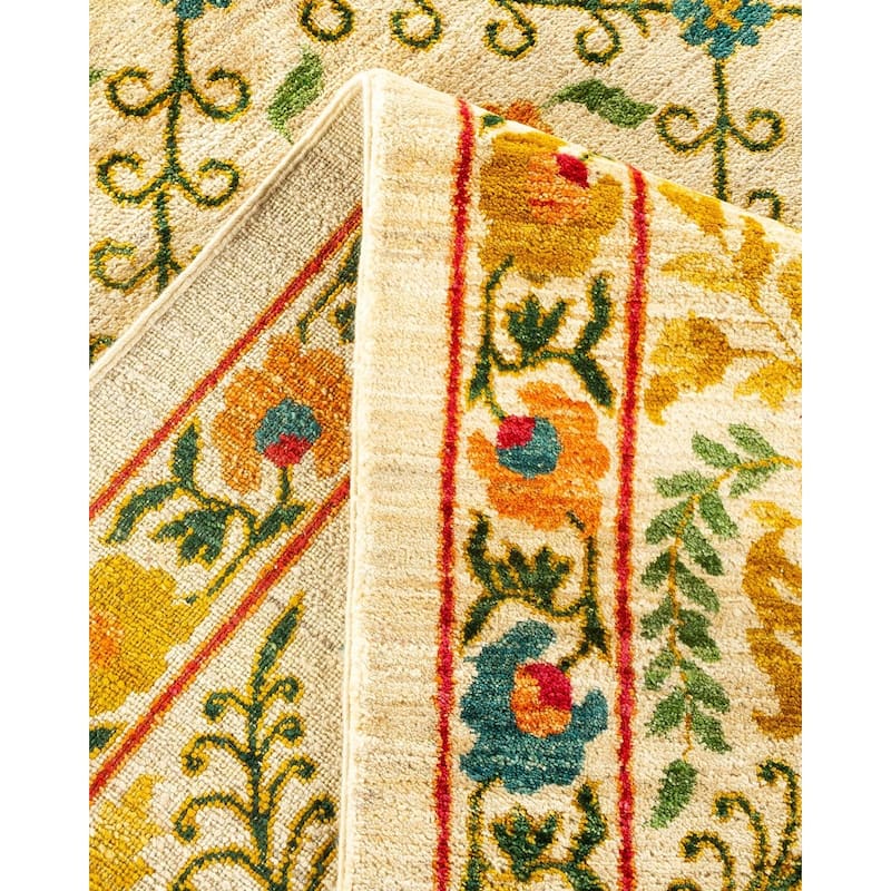 Overton Handknotted Wool Vintage Inspired Contemporary Suzani Ivory Area Rug - 17' 10" x 11' 10"