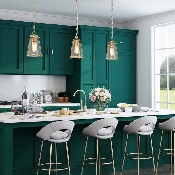 Modern & Contemporary Hanging Pendant Lighting Fixture Golden Ceiling Lamp - W7.5"x H11"