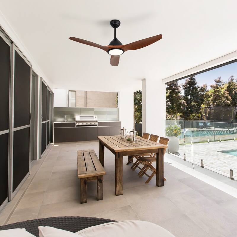 Sofucor 42"/48"/ 52"/60"Noiseless Walnut Wood Ceiling Fan with Remote Control, Integrated Light Optional