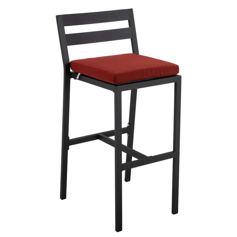Chelsea Modern Patio Bar Stool with Aluminum Frame, Removable Cushion and Open Back Design for Garden, Outdoor or Deck
