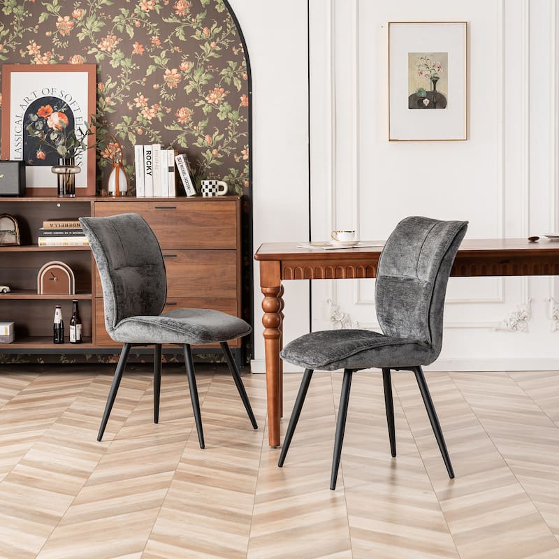 Fabric Upholstered High Back Dining Chairs Set of 2