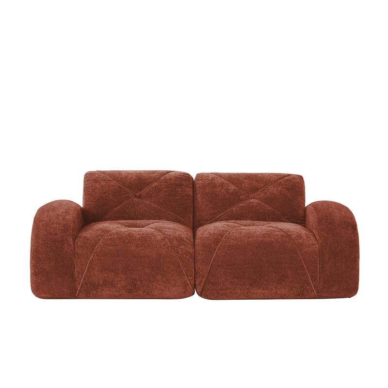 Roomfitters 2-Seater Tufted Velvet Sofa, No Assembly Boneless Cloud Couch with 32D High-Density Sponge