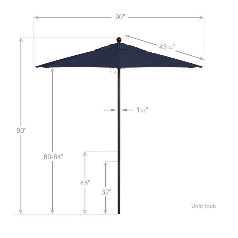 California Umbrella 7.5' Rd.. Aluminum Frame, Fiberglass Rib Market Umbrella, Push Open, Bronze Finish, Olefin Fabric