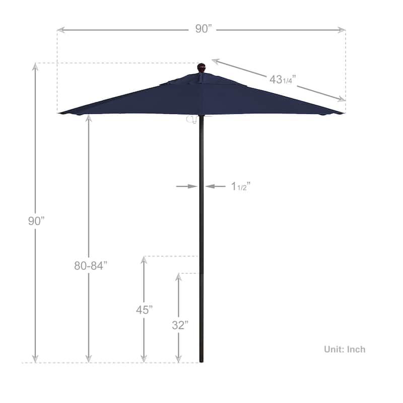 California Umbrella 7.5' Venture Series Patio Umbrella, Bronze Aluminum Pole Fiberglass Ribs Push Lift, Olefin Royal Blue