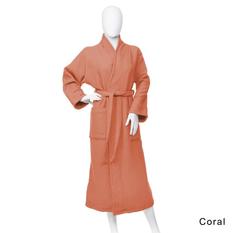 Superior Cotton Waffle Weave Spa Bath Robe - S - Coral
