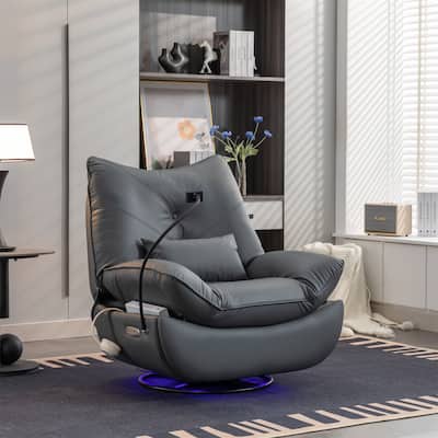Swivel Power Recliner Chair with USB Port and Atmosphere Lamp