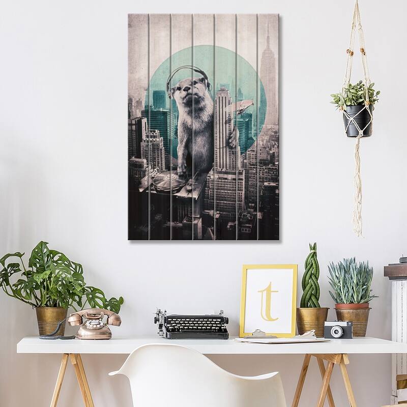 DJ Print On Wood by Ali Gulec - Multi-Color