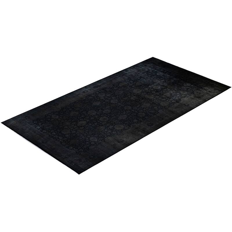 Overton Hand Knotted Wool Vintage Inspired Modern Contemporary Overdyed Black Area Rug - 10' 0" x 19' 4"