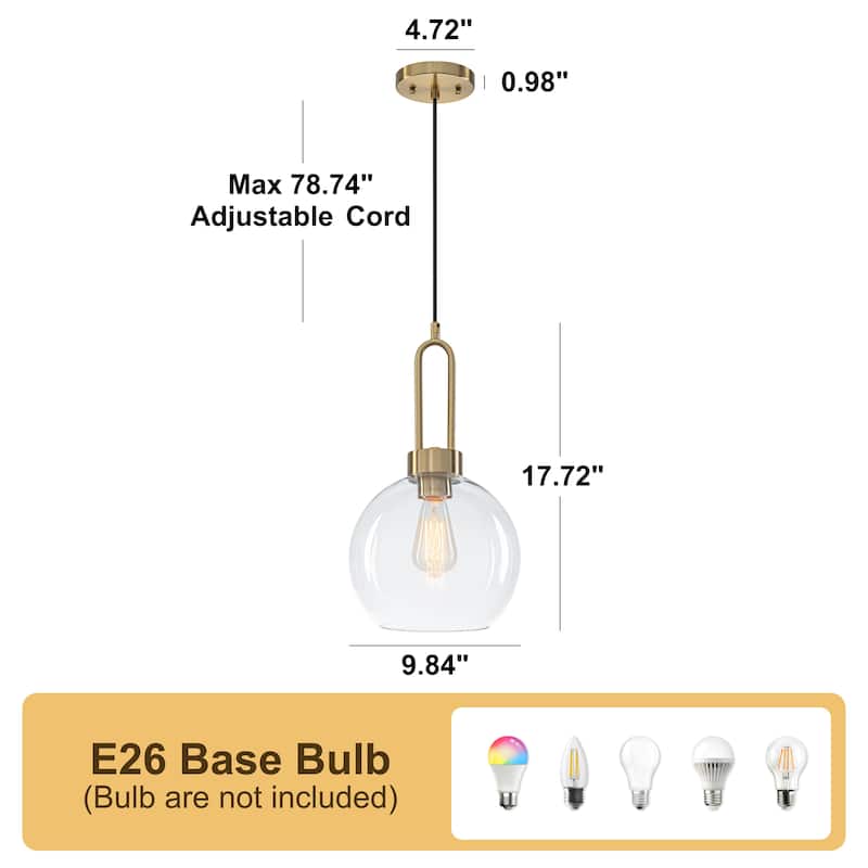 Starsky 1-Light Single Globe Clear Glass Pendant